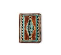 ARIAT Bifold Turquoise Outline Southwest Wallet, Brown, Brown, One Size, Western