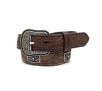 ARIAT Boy's Longhorn Western Belt with Tooled Tabs, 20, Brown