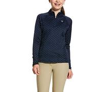 ARIAT Girls' YTH Sunstopper 2.0 1/4 Zip Bslyr N Dt, Navy_dot, XS