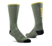 ARIAT High Performance Crew Tek Breathable Poly Blend Work Boot Sock, 2-Pair Pack, Olive, Large