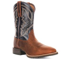 Ariat Hybrid Ranchwrk Waterproof Mid Calf Mens Boots In Brown Blue UK 7 - 12