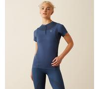 Ariat Ladies Ascent 1/4 Zip Short Sleeved Baselayer - Womens Horse Riding Base Layer Tops - Denim - Size: UK 8-10 (S)