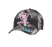 ARIAT Ladies Black and White Tie-Dye Ponytail Cap with 3D Embroidered Logo