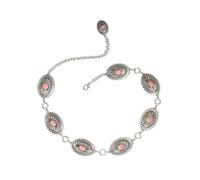 Ariat Ladies Chain Belt - Oval Conchos & Coral Stones w/Lobster Claw Closure, Pink, Medium