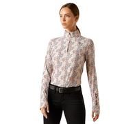 Ariat Ladies Lowell 3.0 1/4 Zip Baselayer - Womens Horse Riding Base Layer Tops - White Print - Size: UK 8-10 (S)