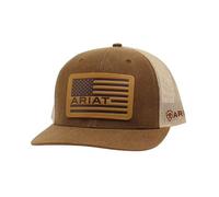 ARIAT Leather USA Flag Patch Cap Brown/Tan