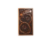 ARIAT Men’s Embossed Banner Rodeo Wallet, Floral Embossed Leather | Tan