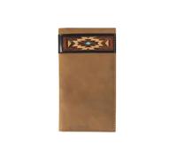 ARIAT Men’s Hand-Tooled Southwest Leather Rodeo Wallet - Western Bifold Checkbook Wallet, Light Brown, Rodeo