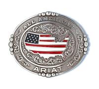 ARIAT Men's All American Belt Buckle, Silver
