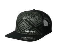 ARIAT Men's Aztec Black Flat Bill Cap Baseball, One Size