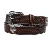 ARIAT Men's Basket Stamp Circle Concho Belt, Tan, 32