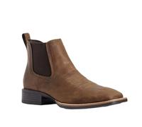 ARIAT Mens Booker Ultra Embroidered Square Toe Chelsea Casual Boots Ankle - Beige, Tan, 6.5