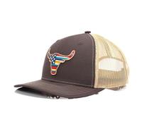 ARIAT Men's Brown Snapback R112 Bull USA Flag Patch Cap