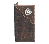ARIAT Men's Caiman Floral Over Circle Rodeo Wallet, Brown, One Size