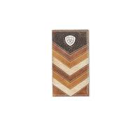 ARIAT Men's Calf Hair Chevron Patchwork Leather Rodeo Wallet with Shield Concho