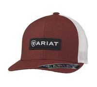 Ariat Men's Cap with Logo Patch, Red | Snapback construction, adjustable closure, structured crown, suited for casual western wear