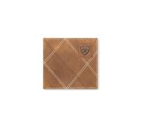 ARIAT Men's Cross Stitch Large Bifold Wallet with Embossed Patch