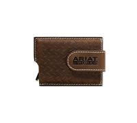 ARIAT Men's Diamond Plate Work Utility Wallet, RFID Blocking, Magnetic Clip, Leather, Medium Brown