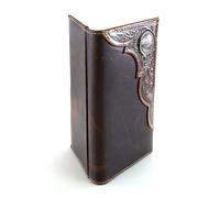 ARIAT Men's Distressed Corner Over Circle Rodeo Wallet - Brown - One Size