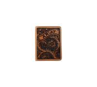 ARIAT Men's Embossed Banner Bifold Wallet with Flipout ID Window, Floral Embossed Leather | Tan