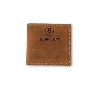 ARIAT Men's Embossed Logo Brown Leather Bifold Wallet A3548244, Medium Brown, Bifold Wallet