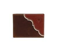ARIAT Men's Embossed Shield Logo Bifold Wallet A3547908, Two Tone Brown, Bifold Wallet