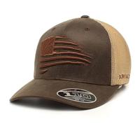 ariat Men's Embroidered Flag Snapback Cap, Brown