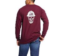 ARIAT Men's Flame Resistant Roughneck Skull Long Sleeved Shirt Work Utility Tee, Malbec, S