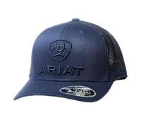 Ariat Men's Flexfit 110 Snapback Cap, Navy with Structured Logo Front, Mesh Back, Polyester-Cotton Blend