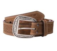 Ariat Men's Floral Embose Buckle Belt, Medium Brown, 36