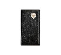 ARIAT Men's Floral Embossed Shield Concho Leather Rodeo Wallet