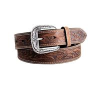 Ariat Men's Floral Stamped Leather Belt, Medium Brown, 40