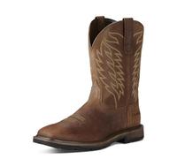Ariat Men's Groundbreaker Wide Square Steel Toe Western Work Boots - Pull-On Footwear - Brown 14 C