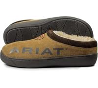 ARIAT Men's Indoor & Outdoor Suede Hooded Clog Slippers With Ariat Logo, Hashbrown, 8 UK