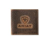 ARIAT Men's Inlay Patch Textured Leather Bifold Wallet