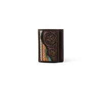 ARIAT Men's Leather Trifold Wallet with Floral Tooled Design and Wool Southwestern Pattern