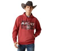 ARIAT Mens Liquid Stamp Flag Hoodie Athletic Outerwear Casual - Red, Brick Red, L