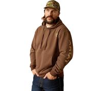 ARIAT Men's Logo Hoodie Sweatshirt, Chestnut Heather/Tan, 3XL