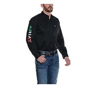 ARIAT Men's Team Logo Twill Fitted Shirt, Black/Mexico, XL