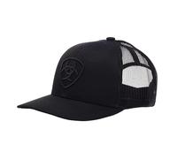 Ariat Men's Monochrome Shield Logo Cap, Black with Mesh Back, Adjustable Snap-Back Closure, Black, One Size