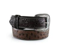 ARIAT Men's Ostrich Print Belt, Brown, 38