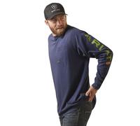 ARIAT Men's Rebar Cotton Strong Graphic T-Shirt, Navy Heather, Large