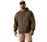 ARIAT mens Rebar Lightweight Logo Hoodie, Lightweight Logo/Major Brown Heather/Wood Thrus, M