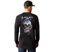 Ariat Mens Rebar Workman Chrome Skull T-Shirt, Black, Medium