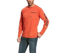 ARIAT Men's Rebar Workman Logo Long Sleeve Crew Work Utility Tee Shirt, Red, S
