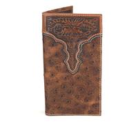 ARIAT Men's Rodeo Ostrich Print Floral Embossed Wallet - A3553102 One Size, Brown, One Size