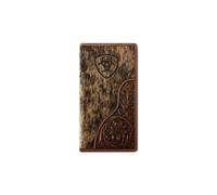 ARIAT Mens Rodeo Wallet Leather Calf Hair Logo Floral Brown