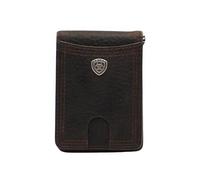 Ariat Men's Rowdy Shield Logo Brown Money Clip Bifold Wallet A35117282