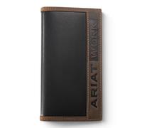 ARIAT Men's Smooth Inlay Work Rodeo Wallet, RFID Blocking, Two-Tone Leather, Black, One Size, Western