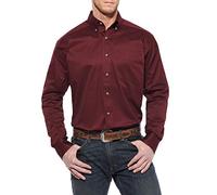ARIAT Men's Solid Twill Shirt-dotd, Burgundy, Large